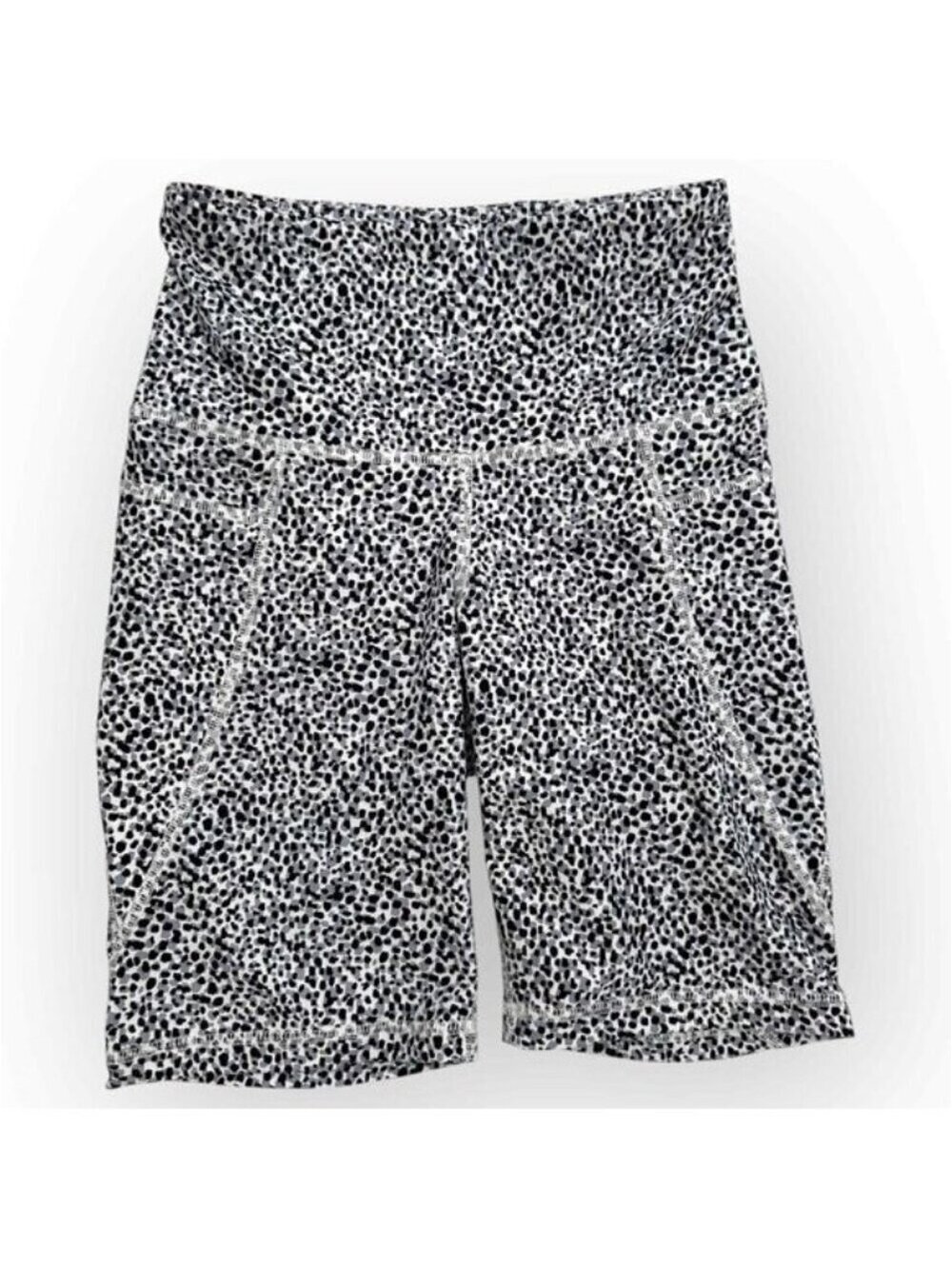 Old Navy Black White Leopard Print High Waisted Athletic Bike Shorts Go Dry XS
